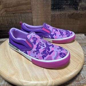 Minecraft Slip On Shoes Youth Size 5 Purple Pink Creeper Sneakers Canvas Kids